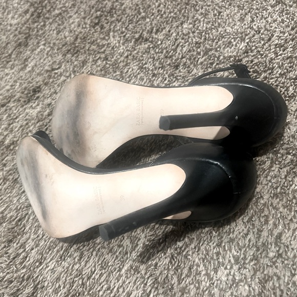 ZARA black strappy leather sandal heels ankle strap sold out blogger US 8 EU 39 - Picture 5 of 6